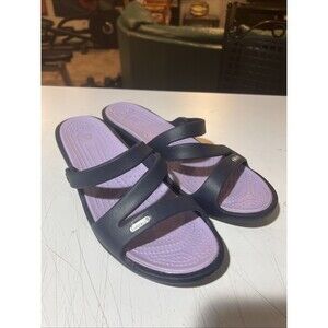 Crocs Patricia Wedge sandal Women's size 11 Navy/Lavender Purple
